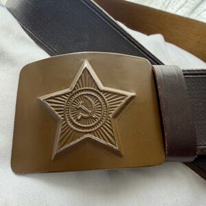 Vintage Soviet Russian Military Field Belt Brown Size 40"